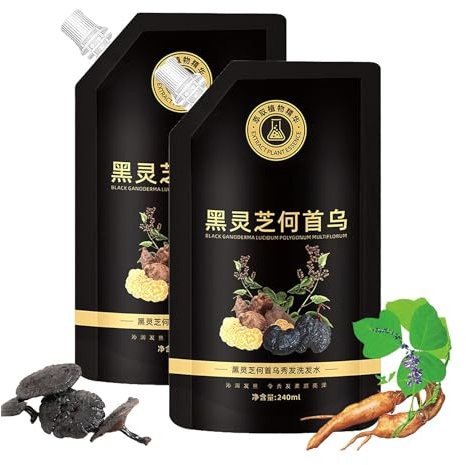 240 ml Herbal Melody Black Reishi und Polygonum Multiflorum Shampoo zur nährenden Vorbeugung von Haarausfall (2PCS)