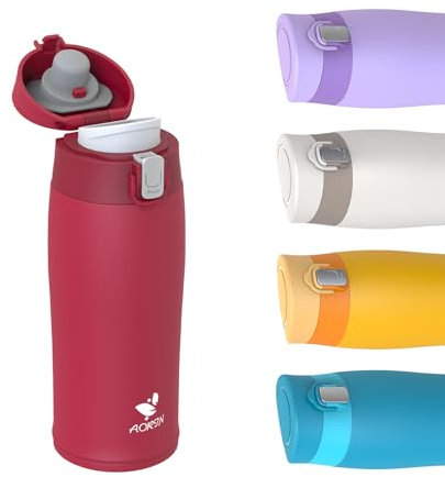 AORIN 18/8 Stainless Steel Water Bottle, 350ml Vacuum Insulated Metal Bottle, Leakproof Drinks Bottle, BPA Free, Hot & Cold Compatible, Portable Flask for Gym, Sport, Daily