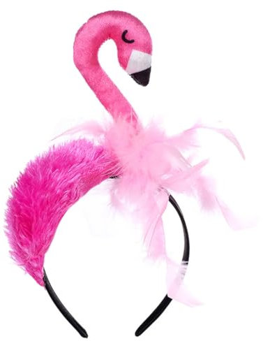 Capaneus Haarreif Flamingo mit Federn, Stirnband Haarband Flamingo, Kopfschmuck Accessoire Flamingo, Tropischer Haarreifen für Damen Mädchen Hawaii Party Karneval Fasching Sommer Party