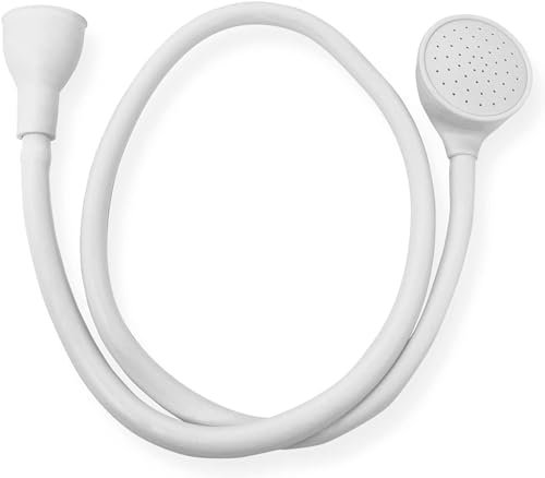Single Tap Shower Spray Hose Bath Pipe Tub Sink Spray Attachment Head Washing Indoors Connect Hose On Tub Spout for Bathing Baby, Pet, Grooming, Massage, White