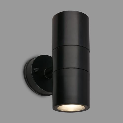 BRILONER - Wandleuchte Aussen IP54 Spritzwasser- Staubschutz, GU10 Fassung, max. 7W, Aussenlampe, Wandlampe, Strahler, Außenbeleuchtung, Außenleuchte, 16x7,5x11 cm, Schwarz