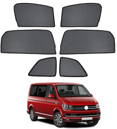NERHWIVS Sonnenschutz für Seitenscheiben Auto Magnetisch Vorhang für Multivan T6 2016-2019 UV Schutz Fenster Sonnenblende Zubehör für Baby Kinder Haustiere Schwarz,6pcs- Side Window