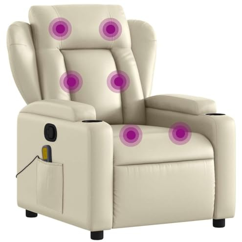 vidaXL Fauteuil de Massage inclinable crème Similicuir