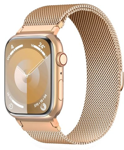 AMSKY Original Milanaise Band Kompatibel mit Apple Watch Armband 40mm 46mm 45mm 44mm 41mm 42mm 38mm 49mm, Edelstahl Mesh Metall mit Magnet für iWatch Armband Se Ultra Series 10 9 8 7 6 5 4 3 2 1