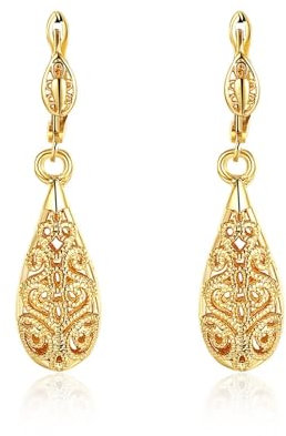 Ohrringe Tropfen Kupfer, Ohrringe Damen Gold Wassertropfen Ohrringe Damen 4.3 x 0.9 cm