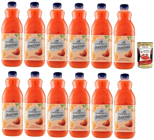 Italian Gourmet Succoso Arancia e Arancia Rossa succo Fruchtsaft 12 x 1,5L | Bevanda alla frutta mit spritzigem Geschmack, PET-Flaschen, ideale servita, Gesamtnettogewicht 18 L + Kostenlos Polpa 400g