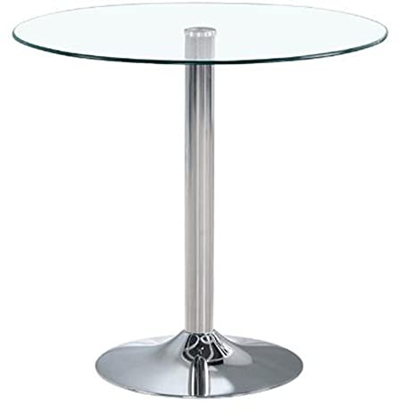 Générique Table De Bistrot Table en Verre Ronde Trempée Table De Bar Ronde Table De Salle À Manger De Cuisine Table De Bistro De Petit Déjeuner Support Chromé(Size:50CM,Color:Couleurs Transparentes)