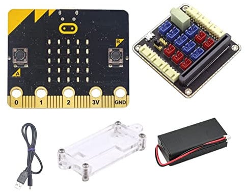 Slicooken BBC Mikrobit Go Start Satz Programmierbares Lernen Entwicklungs Brett mit Mikro:Bit Adapter Brett+ Acryl SchüTzende HüLse