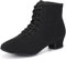 HROYL Stivali da Ballo Latino Americano Donna Punta Chiusa Tacco Basso Scarpe da Ballo Salsa e Bachata Nero-3.5-S,EU 40