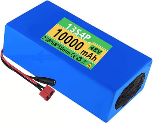48V 10AH Fahrrad Li-Ionen-Akkupack, 48V 13S4P wasserdichte PVC-Batterie, Wiederaufladbare Batterie Austauschbare Batterie Mit 2 A-Ladegerät Für 200W 350W 500 W 800W Motor 48V10AH,T