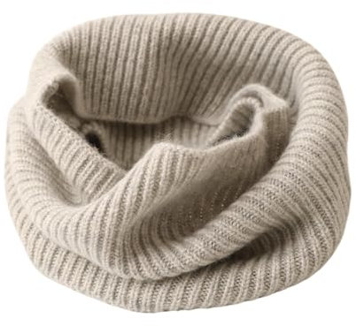 Prettystern Ripp Feinstrick-Schal Herren Damen Kaschmirschal Cashmere Krageneinsatz Rundschal Rollkragen Schlauch-Schal Hellgrau