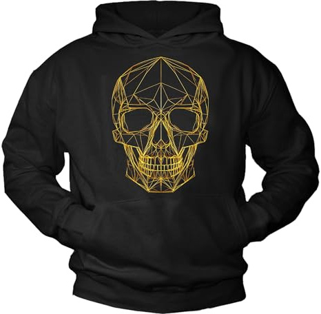 MAKAYA Kapuzenpullover mit Totenkopf Motiv Skull Hoodie Langarm Shirt Mir Kapuze Pullover