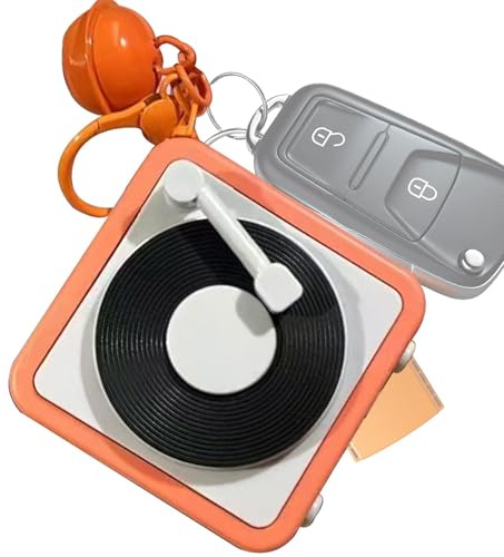 XIAOXIAOYU Music Theme Keyring, Record Holder for Turntable | Vintage Keychains for Turntable for Couples, Recording Function, Couples DJ Recorder Keychain