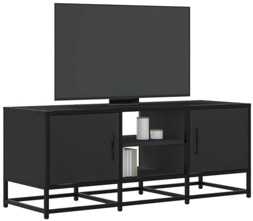 ShGaxin 848834 Meuble TV en bois d'ingénierie et métal noir 100 x 35 x 41 cm