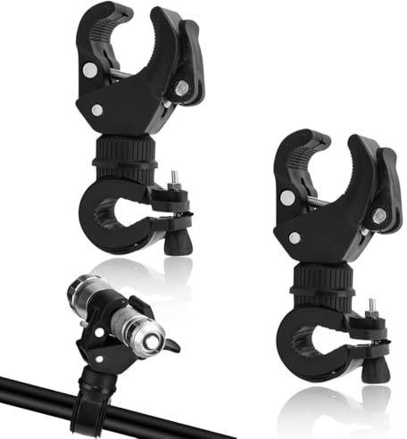 NHQZ 2 Piezas Soporte Linterna Bicicleta,Universal Soporte Linterna Bicicleta,Clip Luz Bicicleta,con Rotación 360°,Adecuado para manillares de 20-35 mm de diámetro