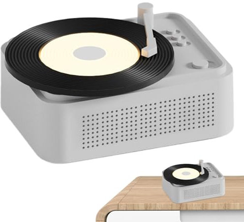 Tocadiscos con altavoces, reproductor de LP portátil inalámbrico, tocadiscos estéreo, decoración de escritorio, tocadiscos vintage para decoración del hogar y entretenimiento, reproductor de vinilo