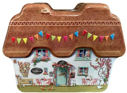 your castle Barattolo di latta a forma di un classico cottage, scatola decorativa retrò, 17 x 12 x 4,5 cm, vol.: 600 ml