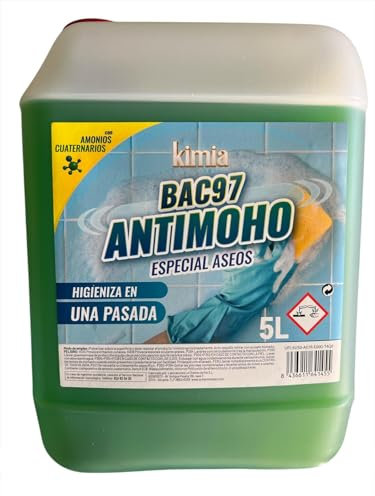 KIMIA - Potente Limpiador Especial Aseos y Baños BAC97 Antimoho 5L | con Botella y Pistola de Espuma | Limpieza Profunda y Duradera | Elimina Suciedad Persistente | Aplicación Uniforme y Eficaz