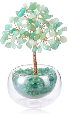 CrystalTears Green Aventurine Crystal Tree Gifts for Women Mum, Healing Crystals Gemstone Tree Life for Home Office Decor, Positive Energy Crystal Gifts for Birthday Christmas Housewarming Gift