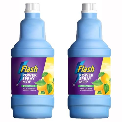 Flash Powermop Liquid Refill 1.25L - Floor Cleaner for Sealed Floors - French Lavender or Citrus Scent - Fast Drying, Streak-Free, Cuts Grease and Grime Citrus -1.25L x 2 Bottles