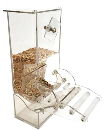 Acrylic Feeding Box Automatic Parrot Cage Accessory | Convenient Feeding, Easy to Clean, Adjustable Speed, Budgie Feeders for Cages
