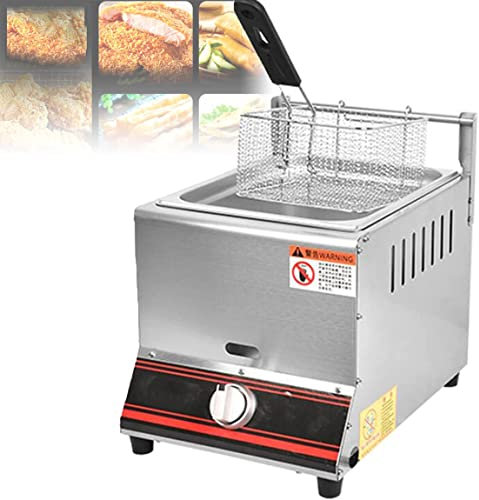 Commercial Fryer 6L/12L Stainless Steel Fryer with Frying Basket and Lid, Fast Heating, Countertop Oil Fryer for Restaurant Home for Fried Chicken and Fries,Double Cylinder (Smallsinglecylinder)