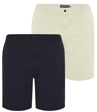 BadRhino Big & Tall 2 Pack Brown & Navy Blue Stretch Chino Shorts - Men's - Plus Size Curve