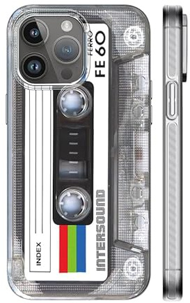 KIOMY 【Upgraded【3D Version】 Case for iPhone 14 Pro, 3D Effect Silver with Cassette Tape Design, Music Classic Retro 80’s Type IMD Laser Shockproof Silicone Protective Phone Cover Cool