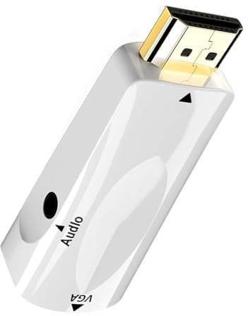 MCAOAL Adaptador compacto de HDTV a VGA con cable de 3,5 mm para proyectores Chromebooks y pantallas, mejora el rendimiento de las señales, HDMI macho a VGA hembra