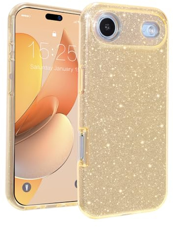 MATEPROX Compatible with iPhone Air Case, Glitter Bling 3-Layer Shockproof Anti-Scratch Cover for Girl Women, Trendy Protective Case for iPhone Air 6.5'' 2025-Gold