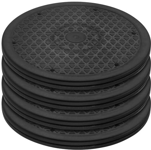 HEIYUET 4 Stück Drehbar Plattform 25cm, 360 Grad Drehplattform, Schwarz Drehscheibe Drehbarer Universal Drehteller, Mehrzweck Drehplatte mit Stahlkugellagern für Laptops, Monitor, TV, Handwerk