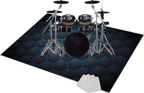 Schlagzeugteppich Drum-Teppich Schallschutz Teppich Schallschutzmatte | rutschfeste Trommelmatte für E Drum Schlagzeug Elektronisch Snare Teppich Snare Drum Rug Schalldicht Teppiche 140 x 100 cm