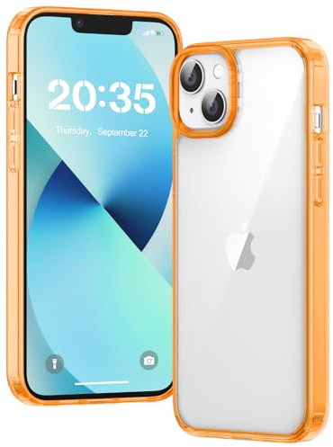 Voyahülle Clear Case for iPhone 13, Ultra Thin, Shockproof TPU Cover, Anti-Yellowing, Crystal Clear, Phone Case for Apple iPhone 13 - Orange