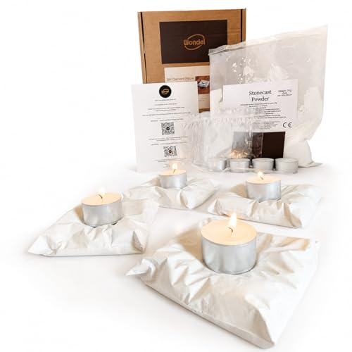 DIY Cement Pillow Candle Holder Kit – Make 4 Modern Tray-Style Sculptural Candle Holders – Fast-Drying Casting Kit for Adults, Home Decor Gift, Housewarming Present, Creative Date Night Craft – Wondel