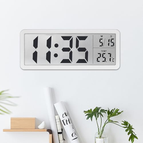 SGZIOO Digital Wall Clock, 8'' Led Wall Clock With Temperature, Date Display, Battery/USB Operated Digital Clock Wall, Creative Modern Decor for Bedroom, Office, White