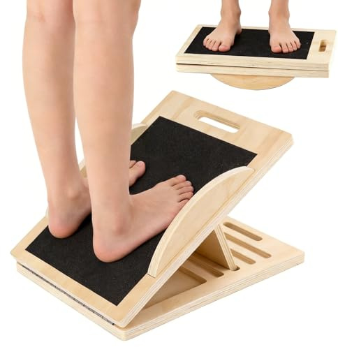 Wadendehner Schrägbrett aus Holz, Verstellbar Slant Board mit Tragegriff | Klappbares Wadenstrecker für Wadenstreckung und Balance Training, für Fitnessstudio, Zuhause
