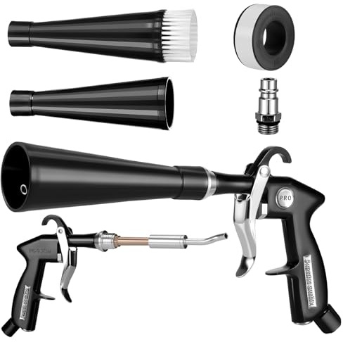 Zocipro Car Cleaning Gun, Compressed Air Detailing Tool with 2 Nozzles, Air Blow Gun for Interior & Exterior Cleaning, Ideal for Seats, Wheels, Engines, Fabrics, Leather & Hard-to-Reach Areas