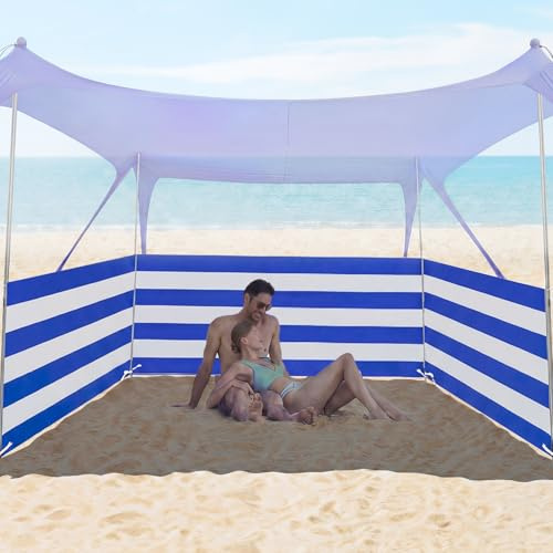 Ribbonlic 30 FT Beach Wind Blocker for 10x10 FT Beach Tent Wind Screen Fit Beachs Canopy Barrier Sunbathing Privacy Screen Fence with Carry Bag Outdoor Summer Vacation Sand Protection Travel Camping