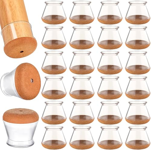 Xahpower 24 Pezzi Gommini per Sedie Rotondi, Copri Piedini Sedie in Silicone, Protezioni per Gambe di Sedie in Trasparente, Proteggi il Pavimento e Riduci il Rumore (Adatto per: 20,1-30mm)