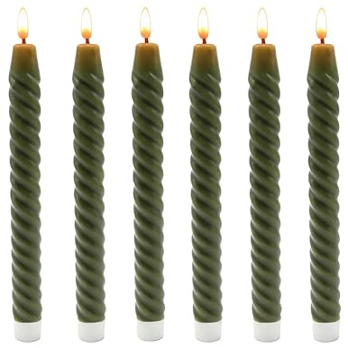 Relaxdays LED Stabkerzen, 6er Set, HxD: 25 x 2 cm, flackernde Flamme, Echtwachs, gedreht, flammenlose Kerzen, Farbwahl