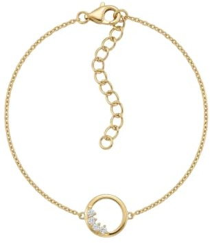 Suzan Gold® 925 Sterling Silber Armband Damen Zirkonia Kreis Element elegant filigran wasserfest nickelfrei Geschenk Circle Crystal Bracelet hochwertig
