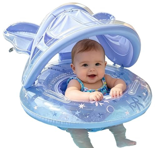 Galleggiante Da Piscina Per Bambini,Giocattolo Gonfiabile Galleggiante Da Nuoto Con Parasole,Tubo Gonfiabile Per Piscina - Per Bambini E Bambine Giardino Cortile Terrazza Patio Retro Spia