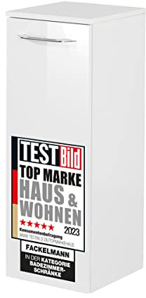 FACKELMANN Midischrank B. CLEVER/Badschrank mit Soft-Close-System/Maße (B x H x T): ca. 30,5 x 81 x 32 cm/hochwertiger Schrank/Möbel fürs WC oder Badezimmer/Korpus: Weiß/Front: Weiß