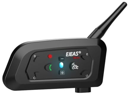 EJEAS VNETPHONE V6 Motorrad Intercom Bluetooth Headsets 1200m bis zu 6 Reiters DSP-Rauschunterdrückung, Wasserdicht, Kommunikationssystem für Motorräder, 1 Stück