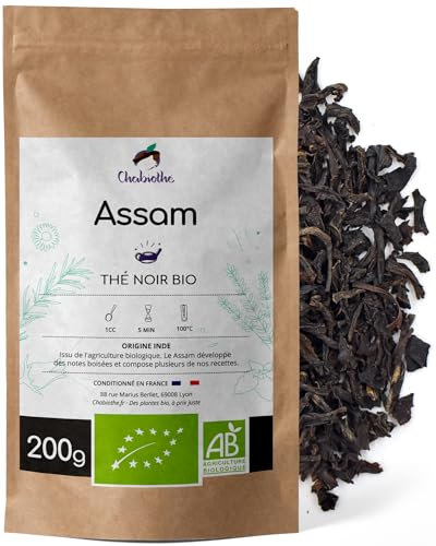 Chabiothé - Thé noir Assam Bio 200g - conditionné en France - sachet compostable