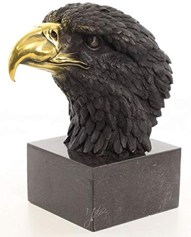 Casa Padrino Lyxigt bronsfigur örnhuvud på marmorbas svart/guld vardagsrum dekoration skulptur brons