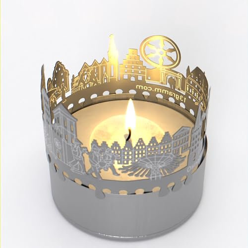 Osnabrück Skyline Schattenspiel - Kerzenaufsatz mit magischem Lichtspiel und Osnabrücker Wahrzeichen - Perfektes Souvenir und Dekoidee für jeden Osnabrück Fan!