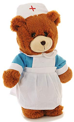 Euro Souvenirs Kuscheltier Bär aus Plüsch | Plüschbär in verschiedenen Motiven | weiches Stofftier | Feuerwehrmann Polizist Arzt (Bär Krankenschwester)