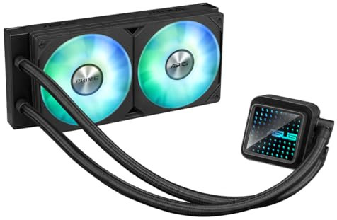 ASUS Prime LC 240 ARGB - Sistema de refrigeración líquida para CPU todo en uno con zona de contacto con la CPU y canales con aletas, bloque de agua con lentes de espejo infinito y ventiladores ARGB