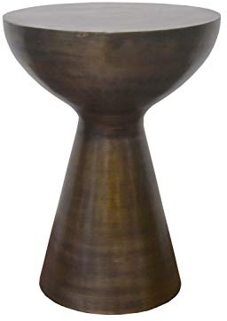 ASPECT Luna Hand-Crafted Aluminum Side Table,Antique Brass, Metal, 31.5 Dia x44.5(H) cm, Metallic